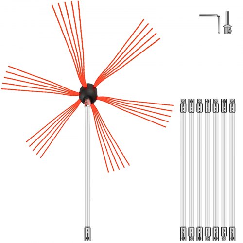 

VEVOR Chimney Sweep Kit 26FT, Chimney Brush 315 Inch Chimney Brush Rod Kit 8 Rods with Nylon Flexible Rods .