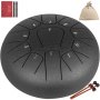 VEVOR Steel Tongue Drum 11 Notes 8 Inches Dia Tongue Drum Black Handpan Drum Notes Percussion Instrument Steel Drums Instruments with Bag, Music Book, Mallets, Mallet Bracket