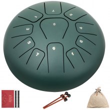 Steel Tongue Drum Percussion Instrument 11 Note 8 Inch Tongue Drum Mineral Green