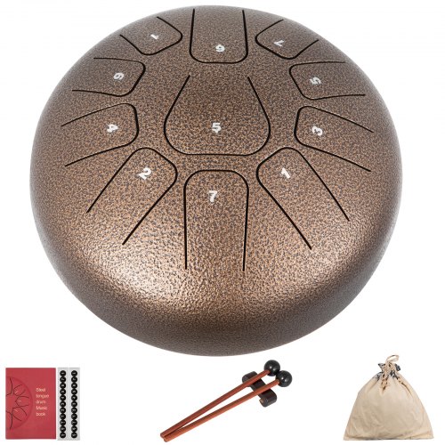 8" Steel Tongue Drum 11 Notes Pan Drum Handpan F Tune For Yoga W/ Bag Mallets
