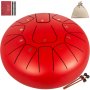 8" Steel Tongue Drum 11 Notes Pan Drum Handpan + Travel Bag Mallets F Tune Red
