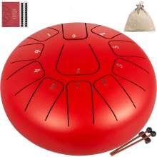 Vevor Steel Tongue Drum Percussion Instrument 11 Note 8inch Handpan Red Drum