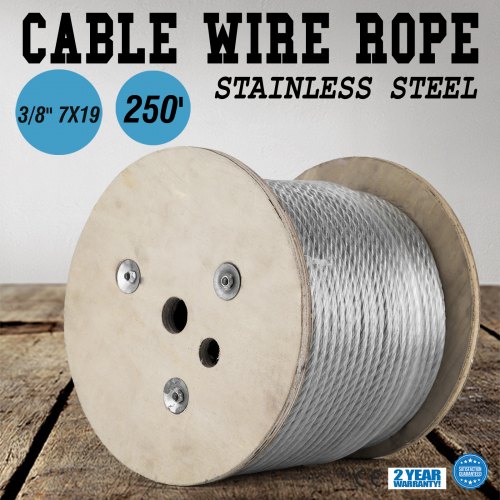 

3/8" 7x19 GALVANIZED AIRCRAFT STEEL CABLE WIRE ROPE 250 FEET