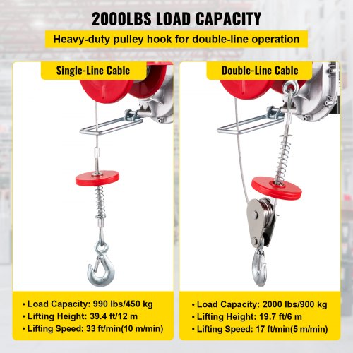 2000lb Electric Overhead Motor Lift Hoist Garage Engine Winch Crane Automobile 