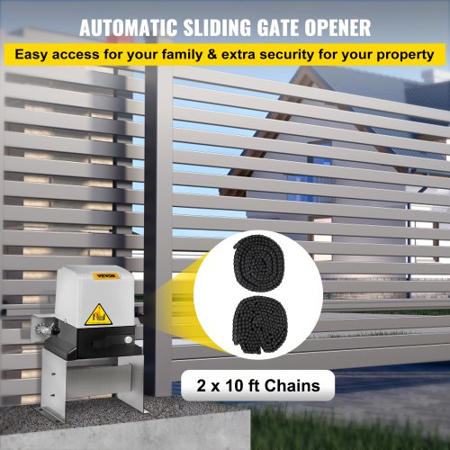 

VEVOR Sliding Gate Opener AC1400 3100LBS with 2 Remote Controls, Gate Operator Hardware Kit for Security, Move Speed 40ft Per Min, Electric Rolling Driveway Slide Gate Motor