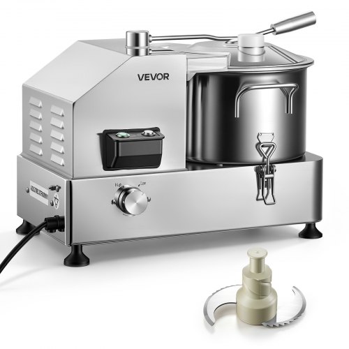 VEVOR Food Processor 6.3 qt 6 L Commercial Electric Vegetable Chopper 1800W, for Vegetables Fruit Grains Nuts, Food-Grade Stainless Steel Bowl, 110V Cutter with S-Shaped Blade, Variable Speed Dial