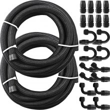 AN10 Fitting Stainless Steel Nylon Braided Oil Fuel Hose Line Kit