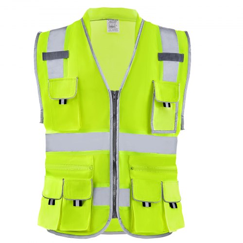 

Safety Vest Reflective Yellow Work Vest with 10 Pockets for Men & Women