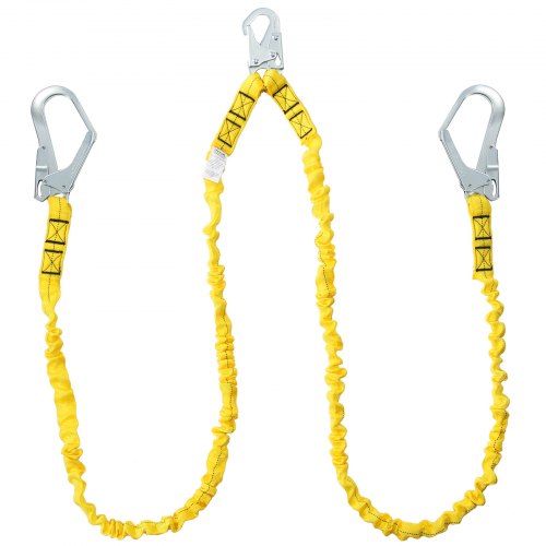 

VEVOR 38mm Safety Lanyard 6ft(1.83m) Fall Protection Lanyard 2 Hooks Yellow