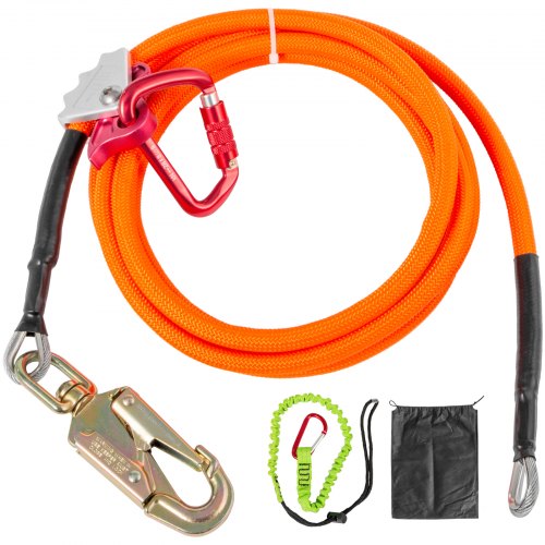 

VEVOR Flip Line 5/8 Inch, Wire Core Flipline 30 ft, Wire Core Flip Line Kit with Triple Lock Carabiner Adjuster, Steel Swivel Snap, Climbing Flipline for Fall Protection, Arborist, Tree Climbers