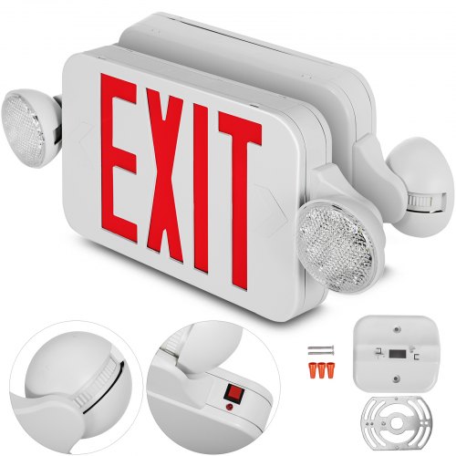 Lit-path Led (4-pack) Exit Sign Combo Emergency Light With 2 Adjustable Lamp