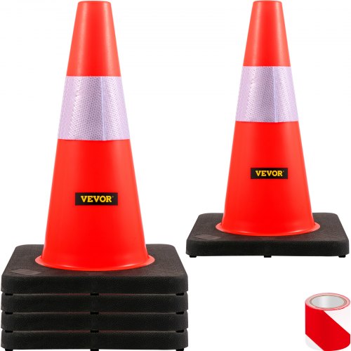 

VEVOR Safety Cones, 18 in/45 cm Height, 5 PCS PVC Orange Traffic Cone with Reflective Collar and Black Weighted Base, Used for Traffic Control, Driveway Road Parking and School Improvement