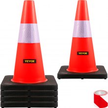 VEVOR Safety Cones Traffic Cones 18" Orange Reflective Collars Road Cones 5PCs