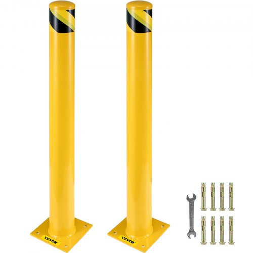 Vevor Safety Bollard Steel Bollard Post Yellow Pipe Steel Barrier 36" H 5.5" D