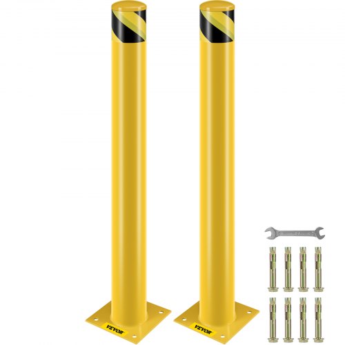 

VEVOR Safety Bollard, 42 Inch Height Bollard Post, 4.5 Inch Diameter Steel Pipe Safety Bollard Post, Yellow Steel Bollard, Steel Safety Bollard with 8 Anchor Bolts, Perfect for Traffic-Sensitive Area