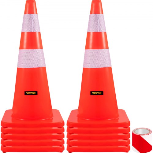VEVOR Safety Cones Traffic Cones 10 x 28" Orange Reflective Collars Road Cones