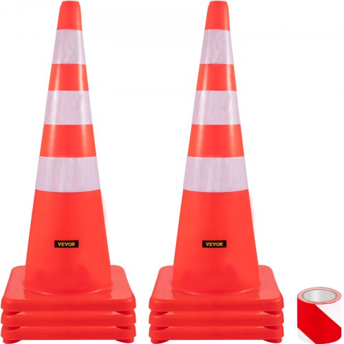 28" Traffic Safety Cones Reflective Collars Overlap Parking Construction 4 Pcs 
