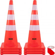 VEVOR 6 Pack Traffic Cone 36" Safety Cones, PVC Traffic Safety Cone, for Road Parking Training Cones