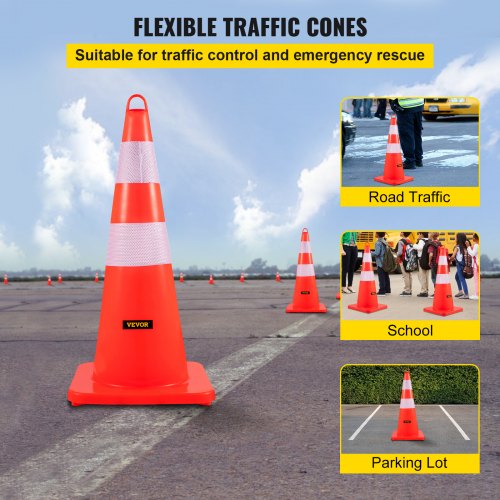 18/28/36 Inch Traffic Safety Cones Fluorescent Reflective Road Street Cones PVC 