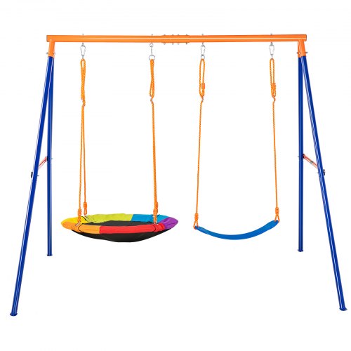 

VEVOR Swing Sets for Backyard 1 Saucer 1 Belt Swing Seat A-Frame Metal Stand