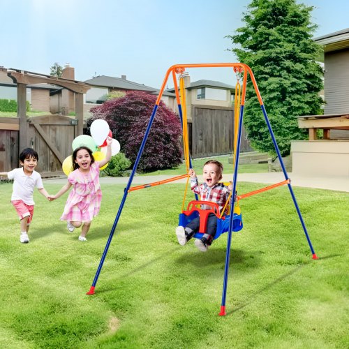 

VEVOR Swing Sets for Backyard 3 in 1 Toddler Swing Set with 4 Sandbags Foldable