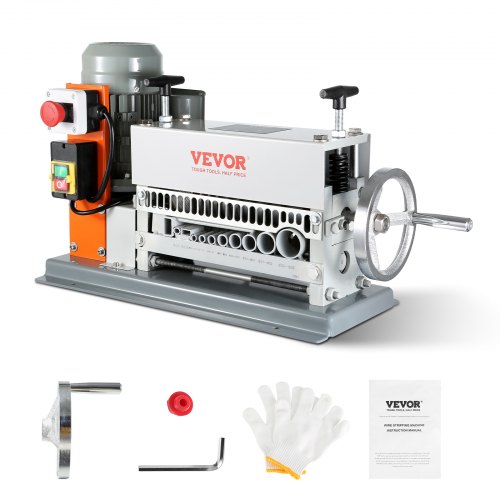 

VEVOR Automatic Wire Stripping Machine, 0.06''-1.42'' Electric Motorized Cable Stripper, 370 W, 88 ft/min Wire Peeler with An Extra Manual Crank, 11 Channels for Scrap Copper Recycling