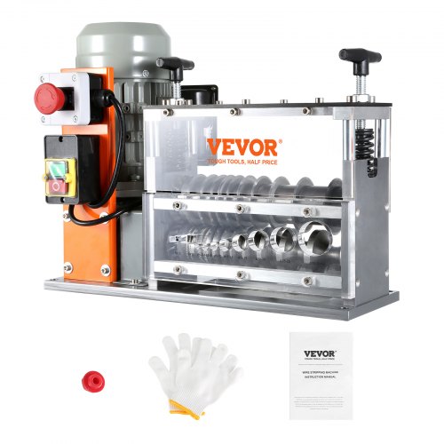 

VEVOR Automatic Wire Stripping Machine, 0.06''-1.57'' Electric Motorized Cable Stripper, 750 W, 98 ft/min Wire Peeler with Visible Stripping Depth Reference, 10 Channels for Scrap Copper Recycling
