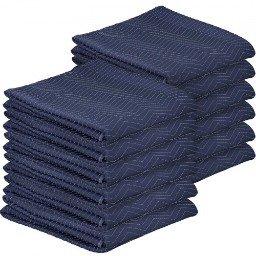 VEVOR Moving Blankets, 80" x 72" (42 lb/dz Weight)-12 Packs, Professional Non-Woven & Recycled Cotton Packing Blanket, Heavy Duty Mover Pads for Protecting Furniture, Floors, Appliances, Blue