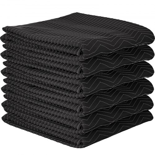 

VEVOR Moving Blankets, 80" x 72" (32.4 lb/dz Weight)-6 Packs, Professional Non-Woven & Recycled Cotton Packing Blanket, Heavy Duty Mover Pads for Protecting Furniture, Floors, Appliances, Black