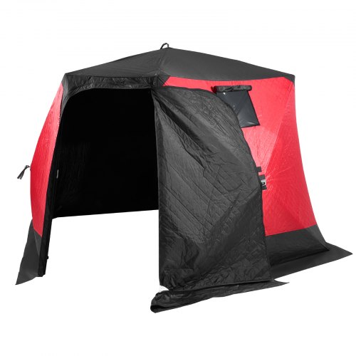 VEVOR Portable Ice Shelter, 4-6 Person Insulated Pop-Up Ice Fishing Tent, 50 Square Feet Fishable Area, Thermal Ice Shanty for Winter Fishing, Ice Cube with Anchors, Ropes, Carrying Bag, 130"x130"