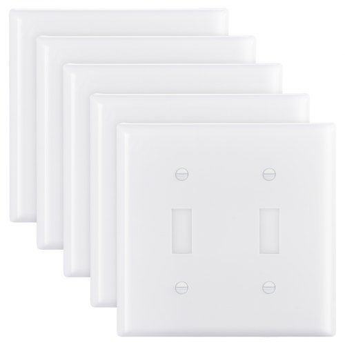 

2-Gang Toggle Light Switch Outlet Covers Wall Plates 4.61 x 4.53in White 5 Pack