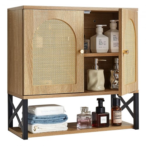 VEVOR Bathroom Wall Cabinet Over Toilet Medicine Cabinet with 2 Doors & Shelves