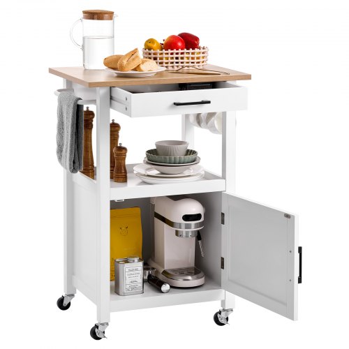 

VEVOR 45x59cm Kitchen Island Cart Rolling Storage Table with Single Door Cabinet