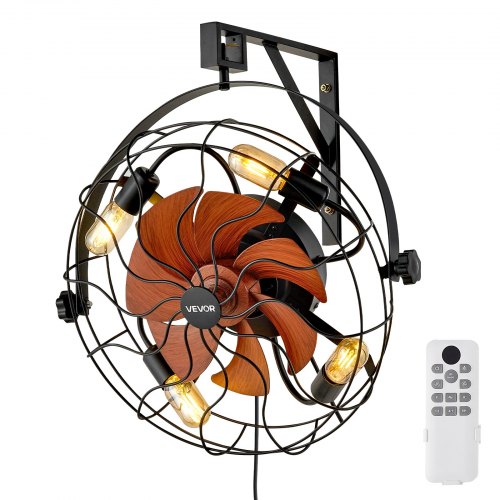 21 Inch Wall Mounted Fan with Light Remote 6 Speed E26 Socket No Bulb