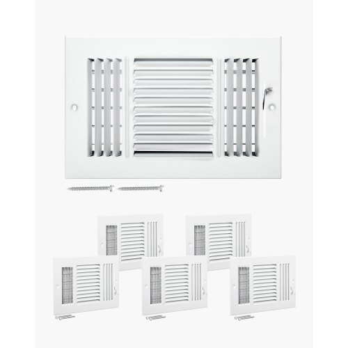 

Floor Registers 3-Way 6 x 10 Inch Iron Floor Vents for HVAC Grilles 6-Pack White