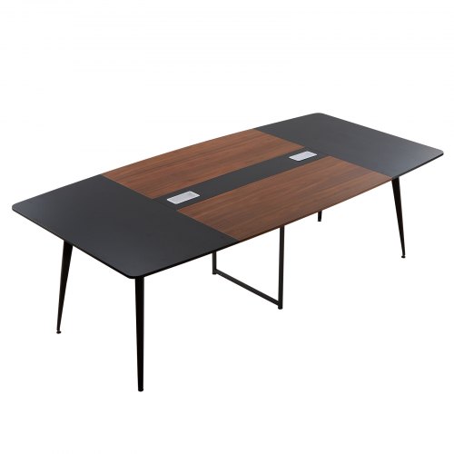 

VEVOR Conference Table, 2400 mm Boat Shaped Office Meeting Table for 10 Person, Modern Large Boat Meeting Desk with Metal Legs, for Office, Boardroom, Conference Room, Easy Assembly, Black & Brown