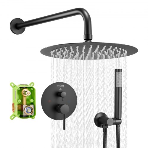 Shower Faucet Set 10" Round Rain Shower Head and Hand Set Matte Black BGSAZDPHSZHB7V4RI001V0