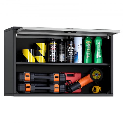 

VEVOR Metal Wall Cabinet, 27.56W x 12.01D x 19.69H Inch, Floating Garage Tool Cabinet with Up-Flip Door and Shelf, 240 lbs Load Capacity, Fit for Garage, Basement, Kitchen, Warehouse Assembly Required