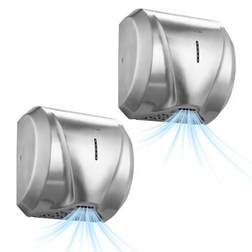 

VEVOR Hand Dryer, 2 Pack 1800W Bathroom Air Hand Dryer, Automatic High Speed with HEPA Filter, Fast Drying, Brushed Stainless Steel, AC110-120V Commercial Wall Mounted for Restroom, Hotel, Office,Home