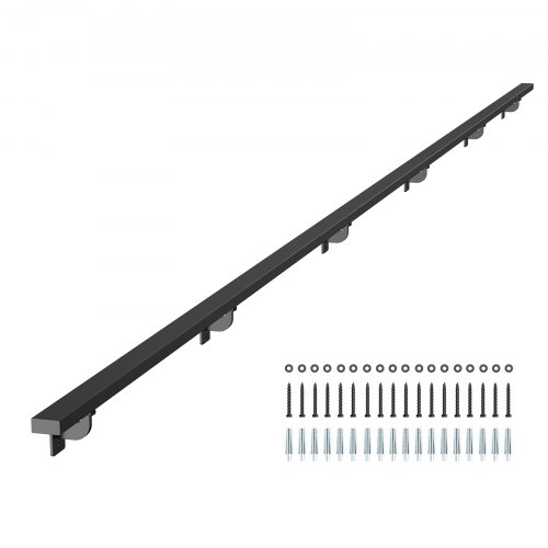 

15ft Wall Mounted Stair Handrail Black Aluminum 250lbs Load Capacity