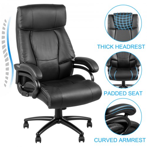 Big And Tall Office Chair 500lb Pu, Leather Desk Chair With Lumbar Support