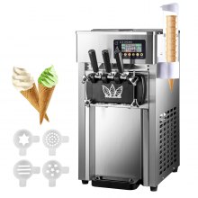 VEVOR Commercial Ice Cream Maker Machine, 2+1 Flavor Countertop Soft Serve Machine, 5 Gal/H Commercial Ice Cream Maker w/Two 3L Hoppers, Soft Ice Cream Machine for Restaurants Snack Bars Supermarkets