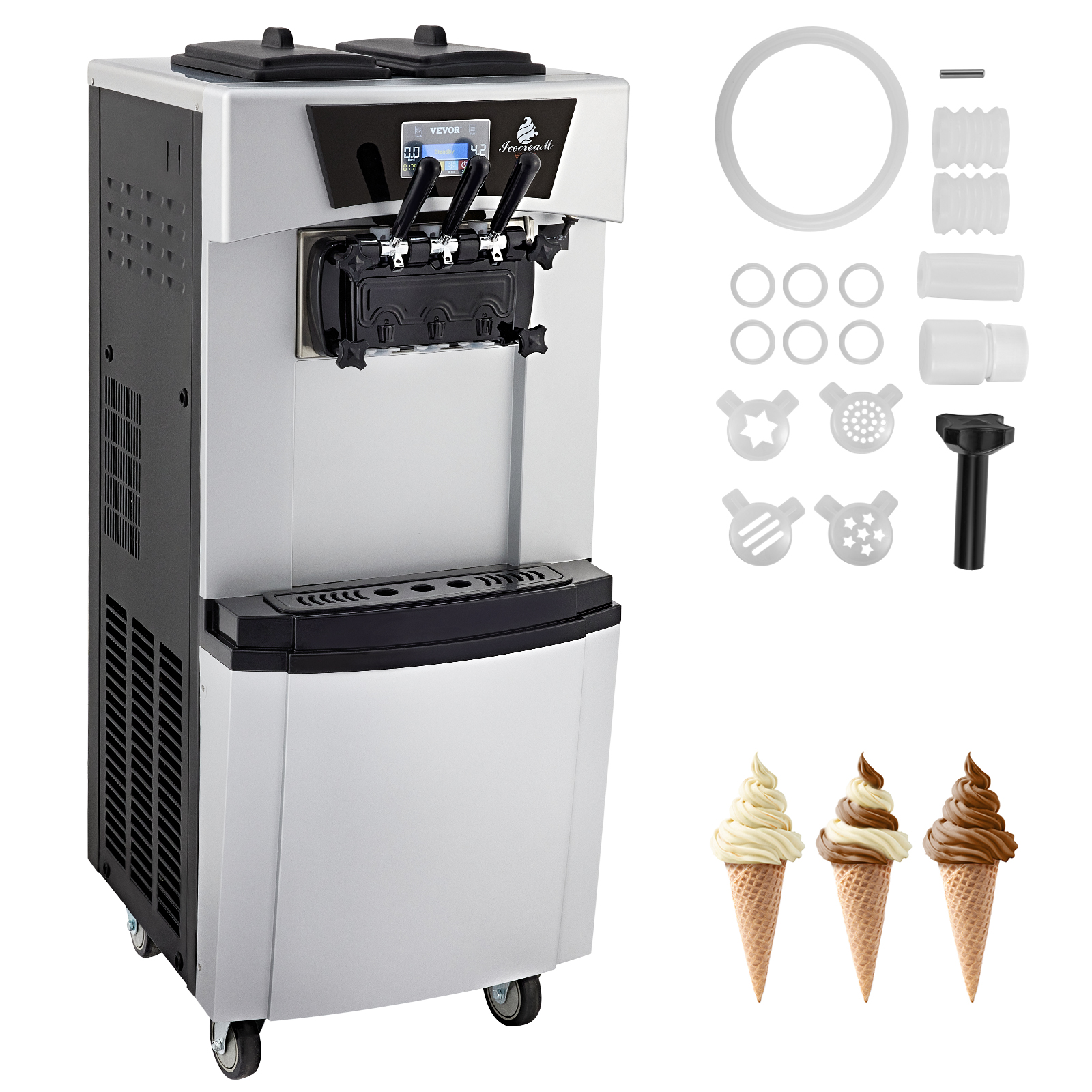 VEVOR Commercial Soft Ice Cream Machine 3 Flavors Soft Serve Maker 20-30 L/H от Vevor Many GEOs