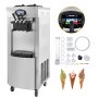 VEVOR 2200W Commercial Soft Ice Cream Machine 3 Flavors 5.3 to 7.4Gallon per Hour PreCooling at Night Auto Clean LCD Panel