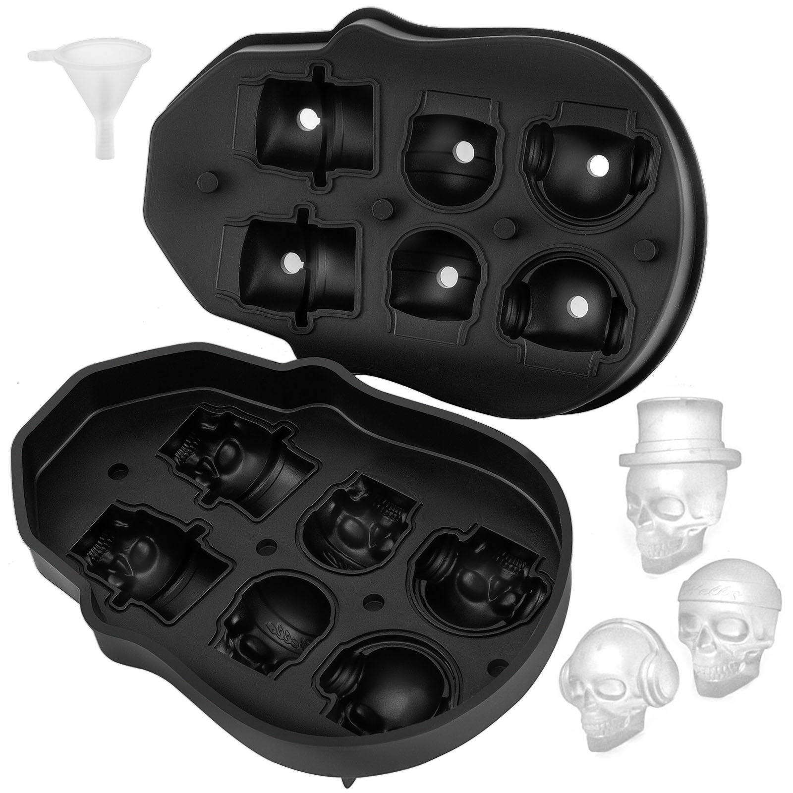 VEVOR 3D Black Flexible Silicone Skull Ice Cube Tray Mold Whiskey Ice Ball Maker от Vevor Many GEOs