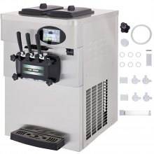 Soft Ice Cream Machine Commercial YKF-826T With 2+1 Flavors Countertop Ice Cream Maker 2200W