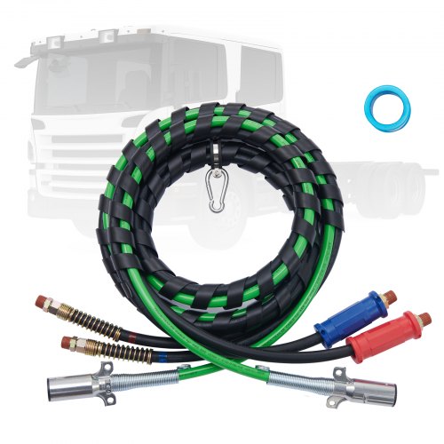 

VEVOR 15FT Semi Truck Air Lines Kit, 3-in-1 Air Hoses & ABS Power Line for Semi Truck Trailer Tractor, 7-Way Plug Electrical Cord Cable and Rubber Air Lines Hose Assembly Kit with Hook & Teflon Tape