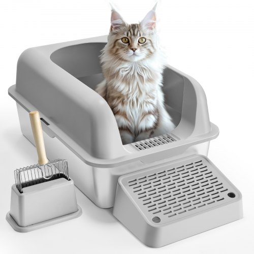 

VEVOR 15.2 cm Deep Cat Litter Box Odor-Free Litter Box with Filtering Foot Board