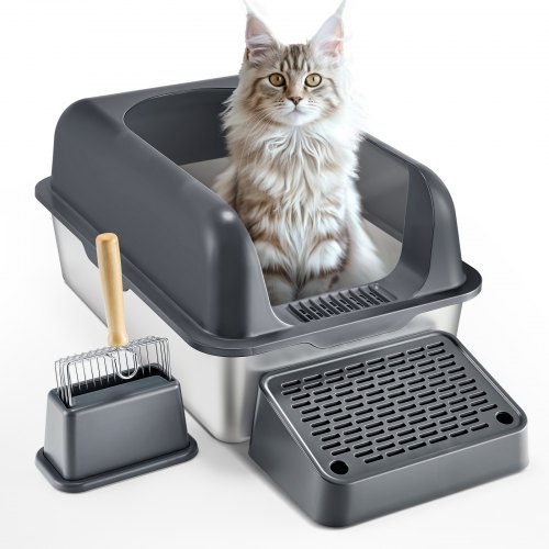 

VEVOR 15.2 cm Deep Cat Litter Box Odor-Free Litter Box with Filtering Foot Board