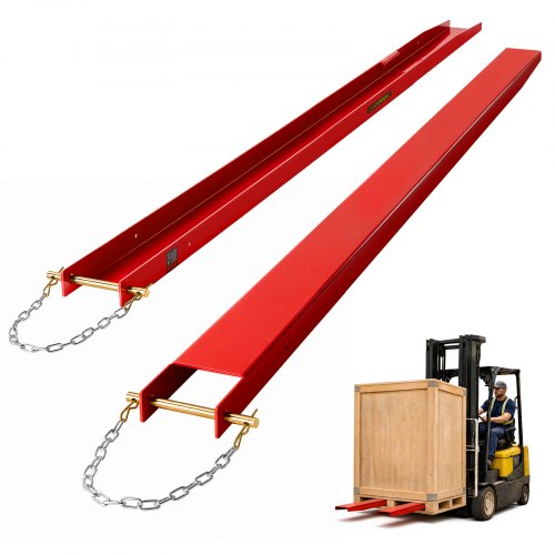 VEVOR Forklift Extensions 72 x 4.5 in, 5500 lbs Load Capacity & Bottom Lock, for Forklifts and Forklift Trucks, Heavy-Duty Industrial Steel Pallet Fork Attachments, Extended Load Handling, Red, 1 Pair
